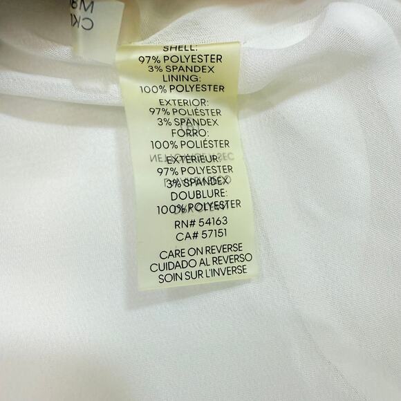 Calvin Klein S White Top Sheer‎ Office Minimalist Layering Capsule Smart Casual - Picture 8 of 10